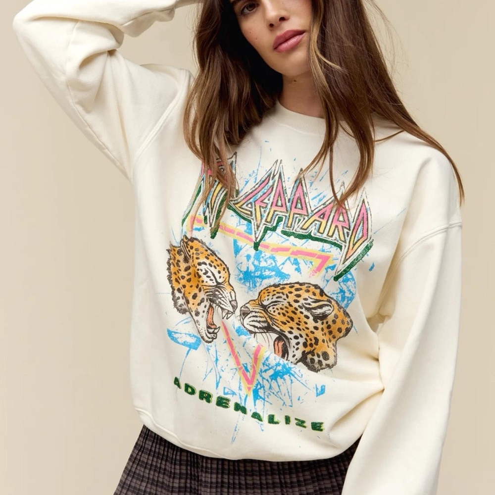DAYDREAMER Def Leppard Adrenalize Oversized Crew Neck Sweatshirt Band Tee Large